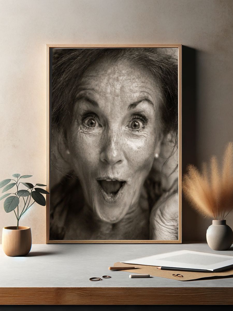 Surprised Woman Portrait Print. — room view 2