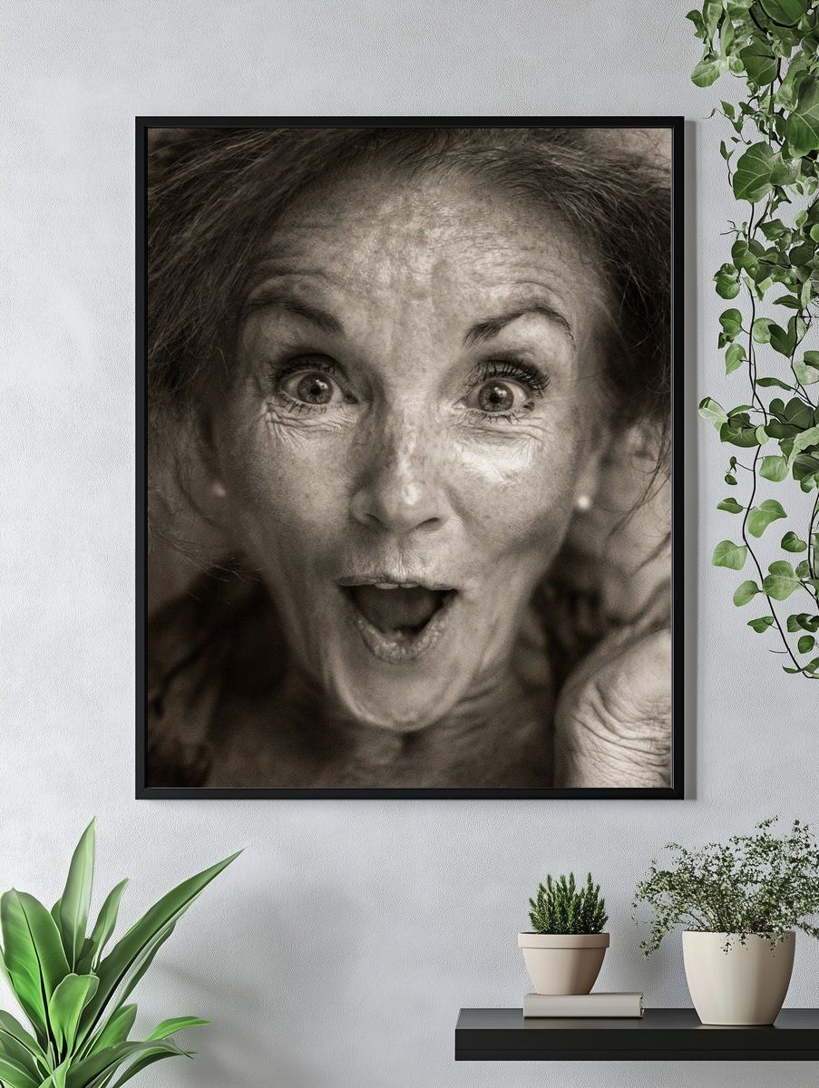Surprised Woman Portrait Print. — room view 4