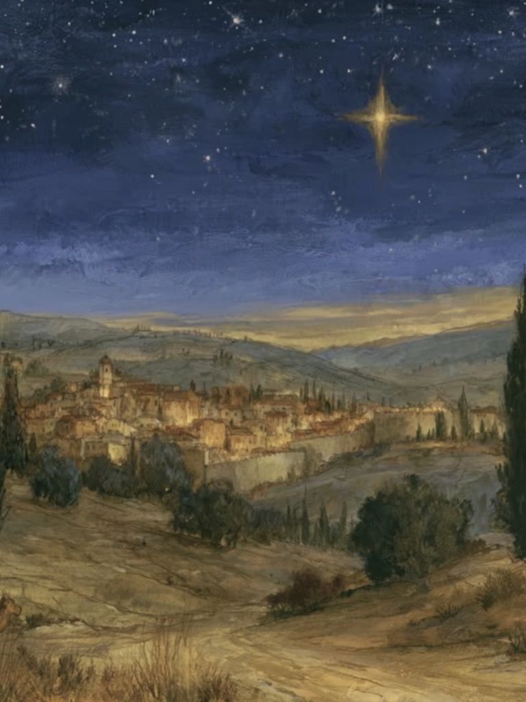 Starry Tuscan Village — Fine-Art Print. poster — fine-art art