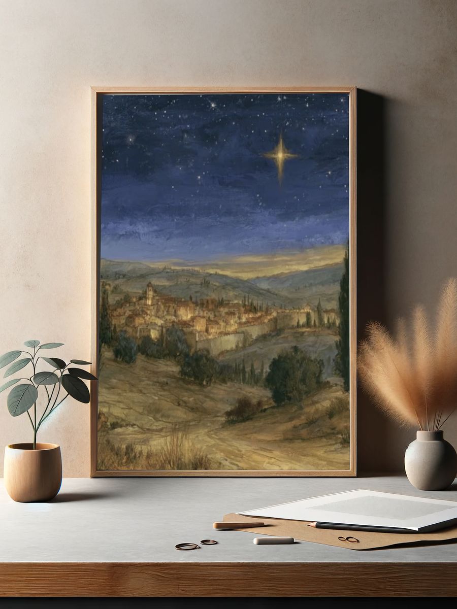 Starry Tuscan Village — Fine-Art Print. — room view 2