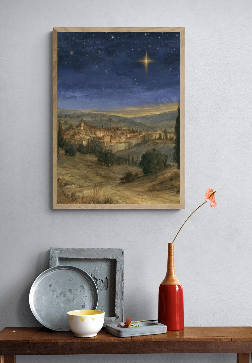 Starry Tuscan Village — Fine-Art Print. — room view 3