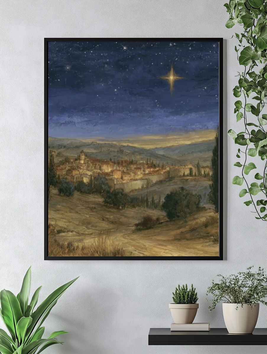 Starry Tuscan Village — Fine-Art Print. — room view 4