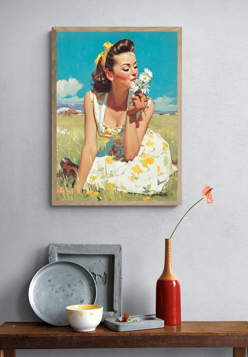 Daisy Meadow Portrait Print. — room view 3