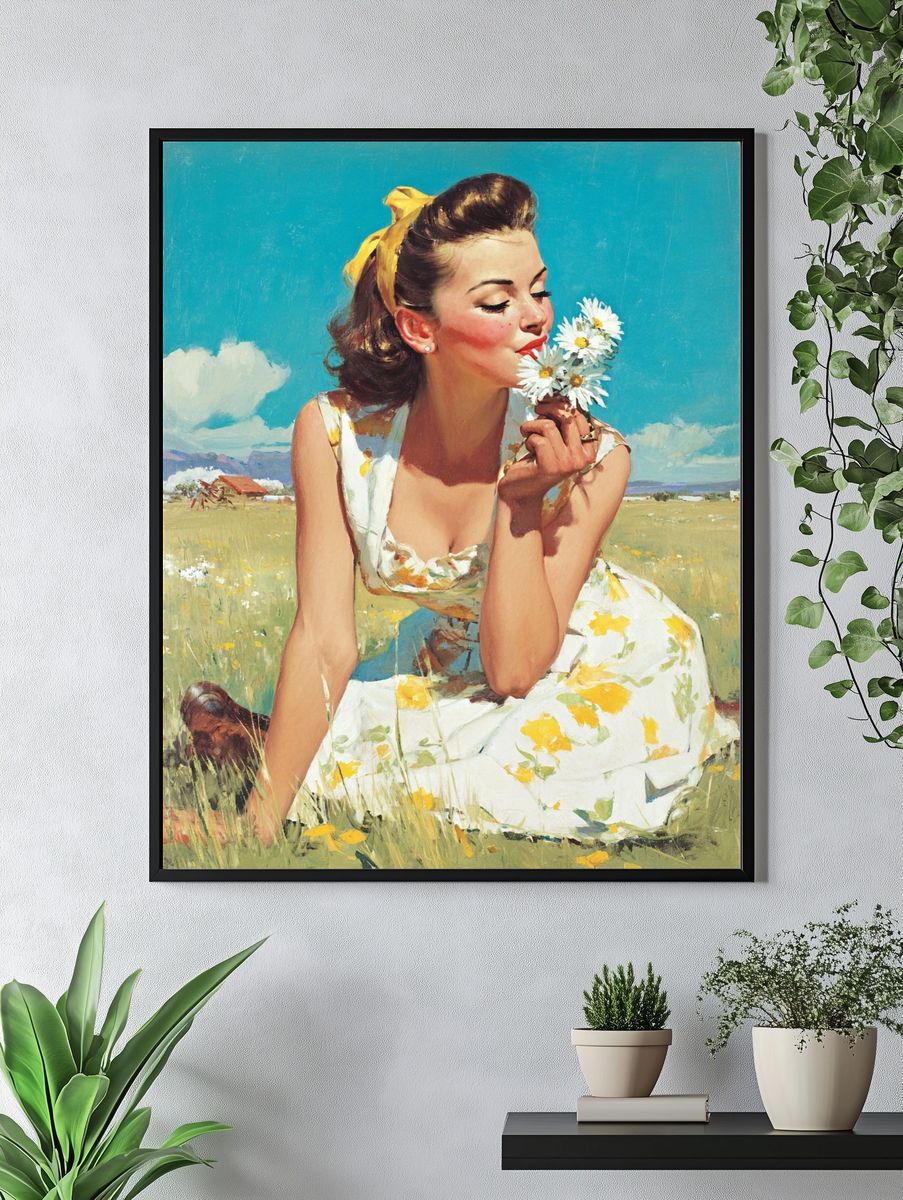 Daisy Meadow Portrait Print. — room view 4