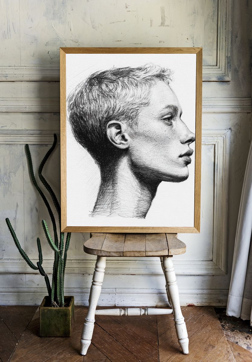 Profile Portrait Sketch Poster. room preview