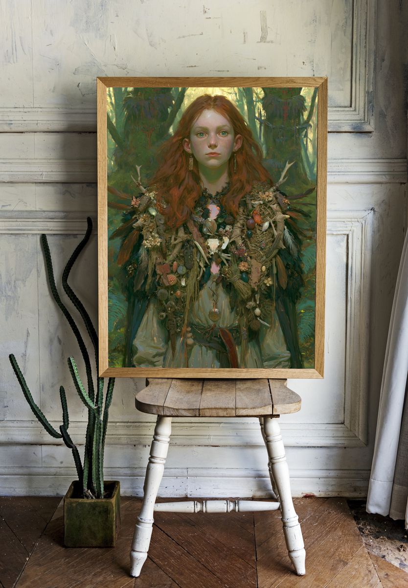 Forest Maiden Portrait Print. — room view 1