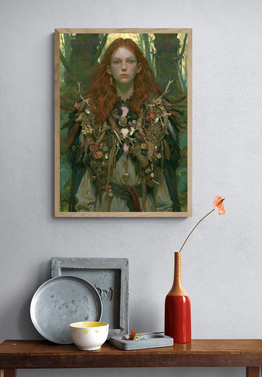 Forest Maiden Portrait Print. — room view 3