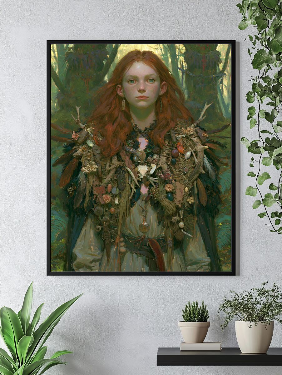 Forest Maiden Portrait Print. — room view 4