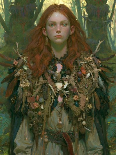 Forest Maiden Portrait Print. poster