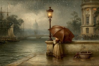 Rainy Riverside Romance Print.