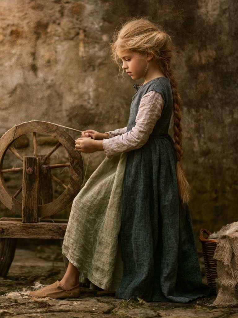 Rustic Spinning Wheel Portrait Print. poster — fine-art art
