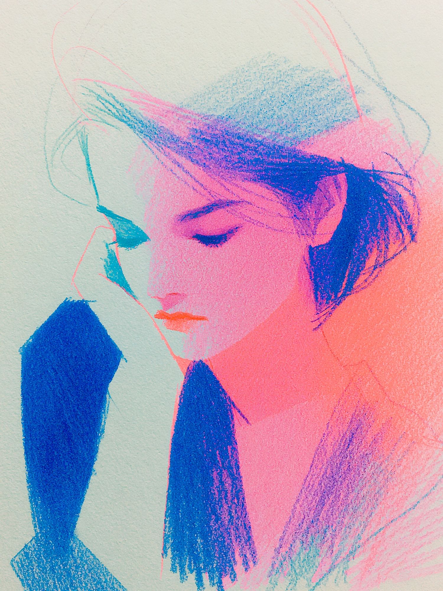 Dreamy Neon Portrait Print. poster — fine-art art