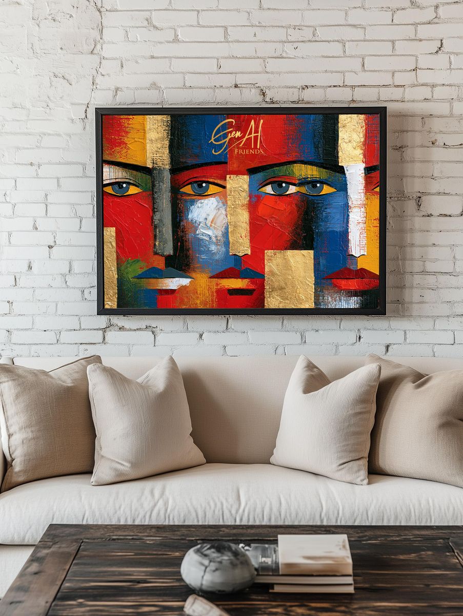 Abstract Faces Pop-Art Poster. room preview