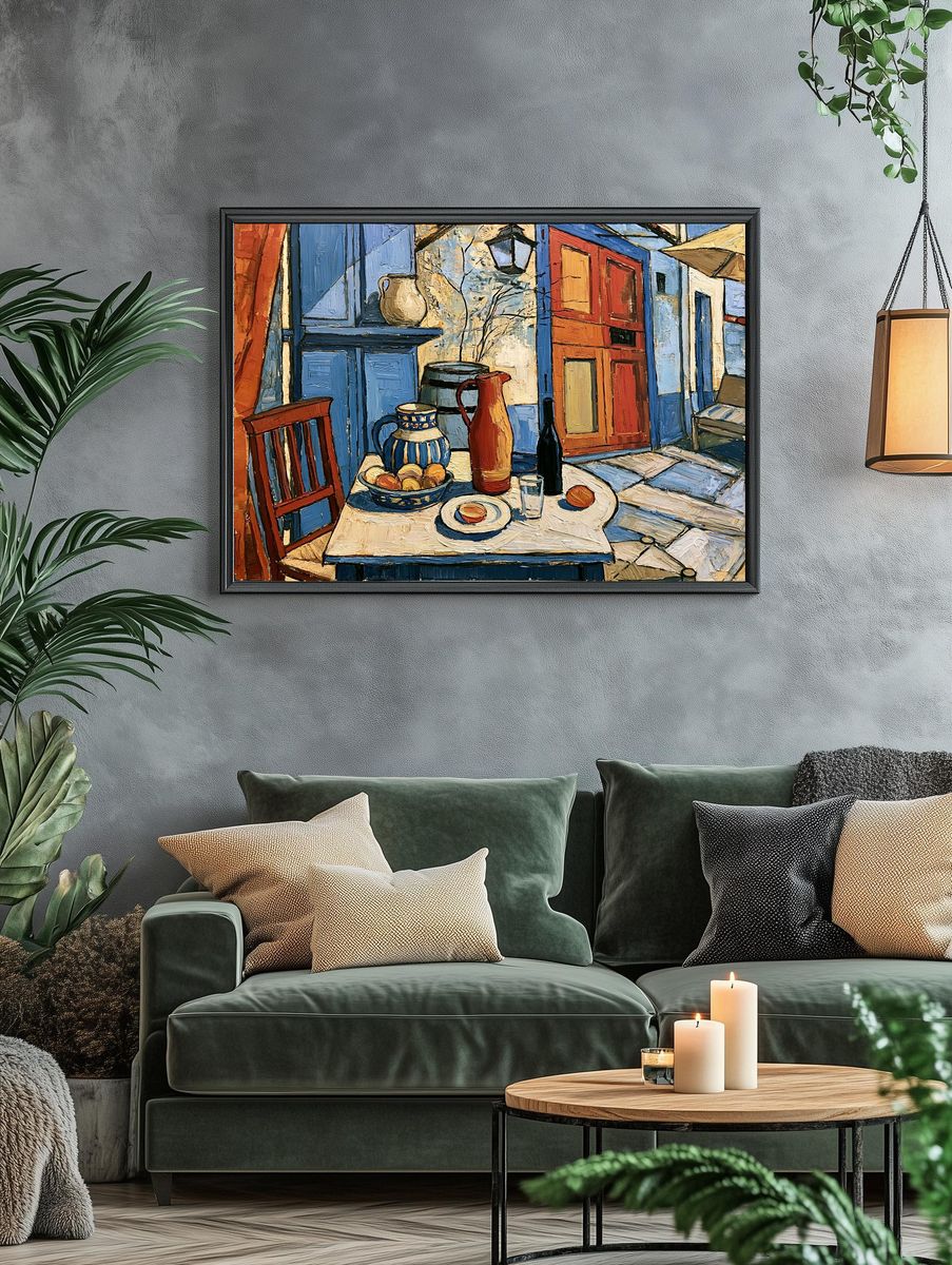 Geometric Yellow Staircase — Fine Art Print. — room view 4