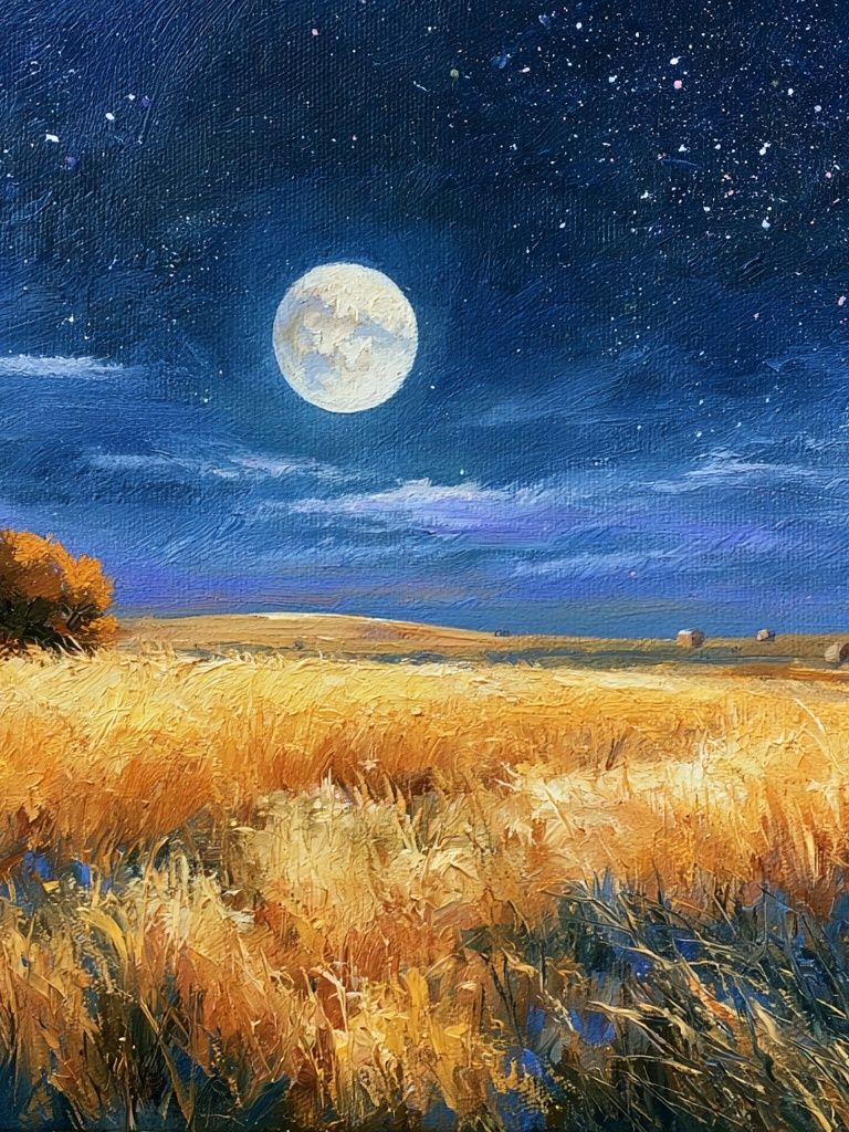 Moonlit Wheat Field Fine-Art Print. poster detail