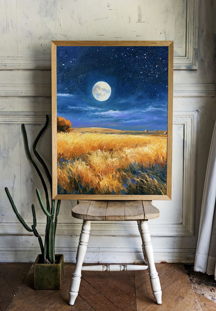 Moonlit Wheat Field Fine-Art Print. — room view 1