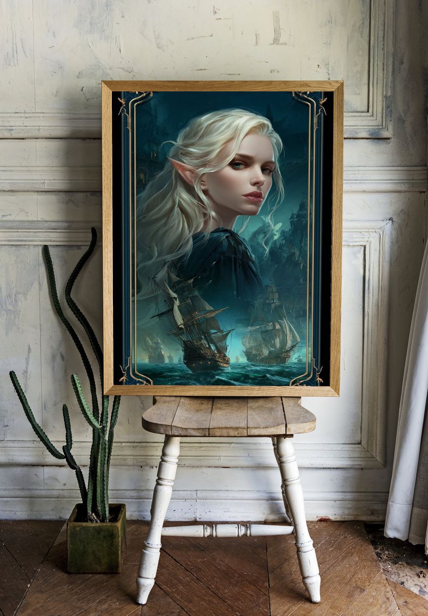 Elven Warrior — Fantasy Art Print. — room view 1