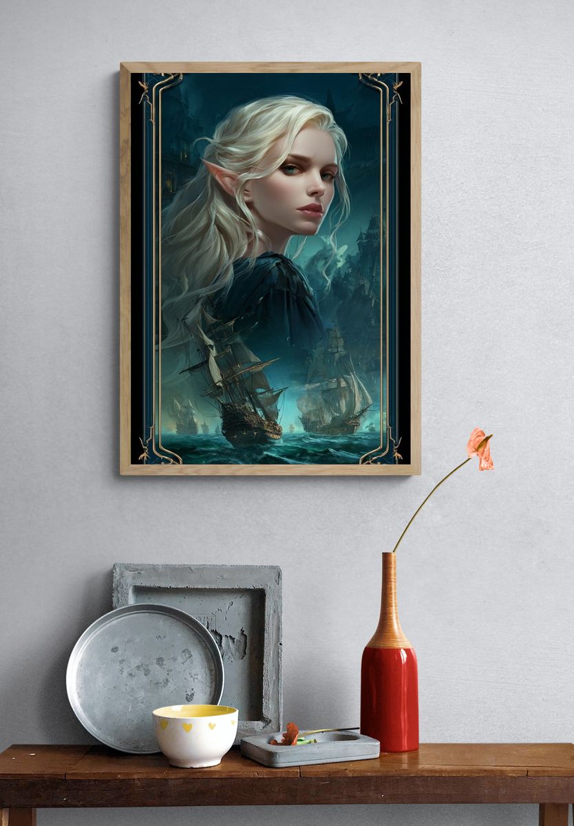 Elven Warrior — Fantasy Art Print. — room view 3