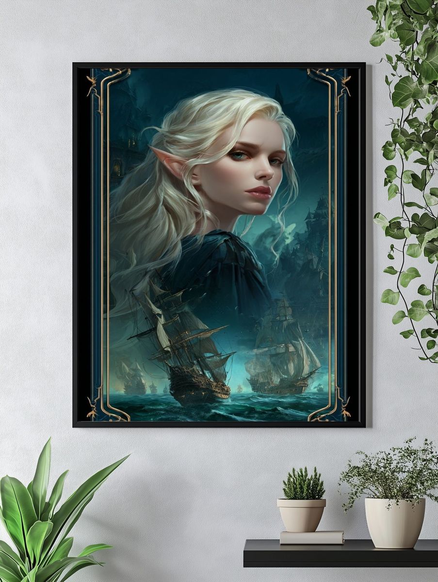 Elven Warrior — Fantasy Art Print. — room view 4