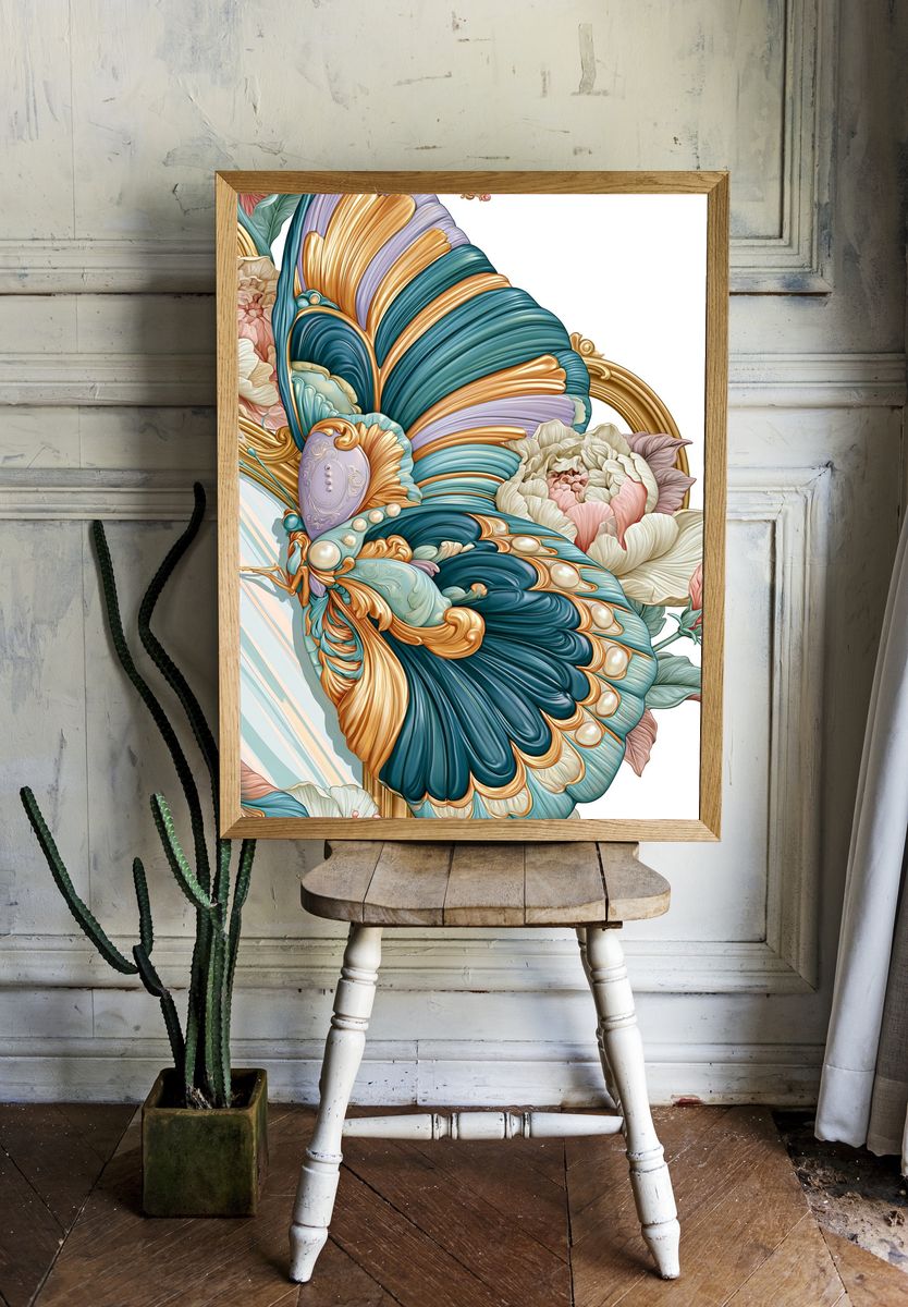 Butterfly Floral Art Nouveau Poster. room preview