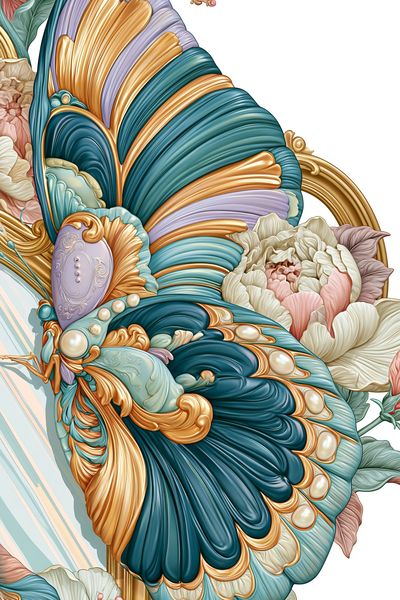 Butterfly Floral Art Nouveau Poster.