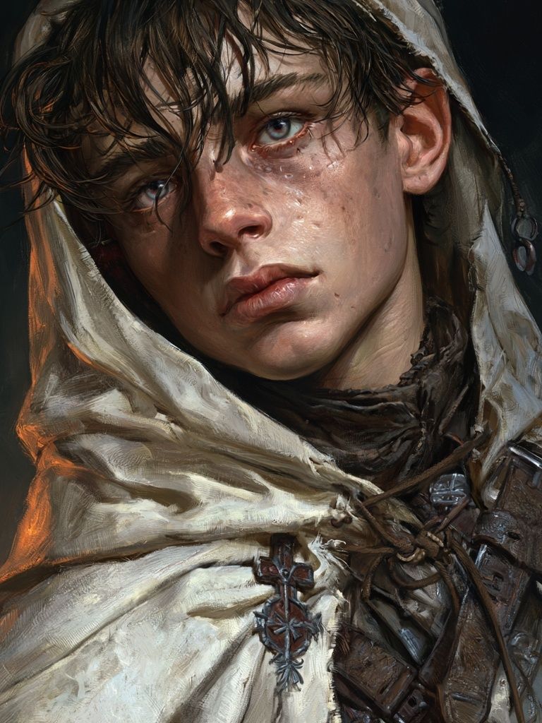 Medieval Hooded Portrait Print. poster — fine-art art