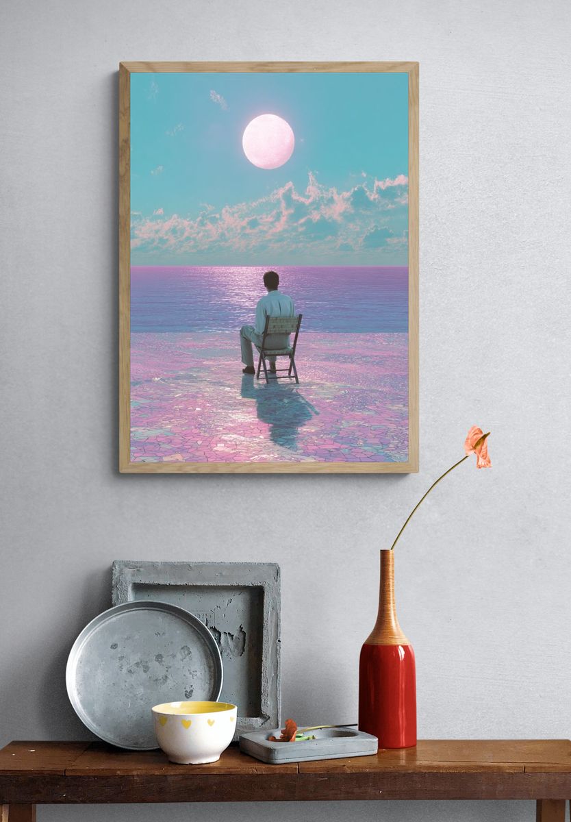 Contemplative Ocean Sunset — Fine Art Print. — room view 3