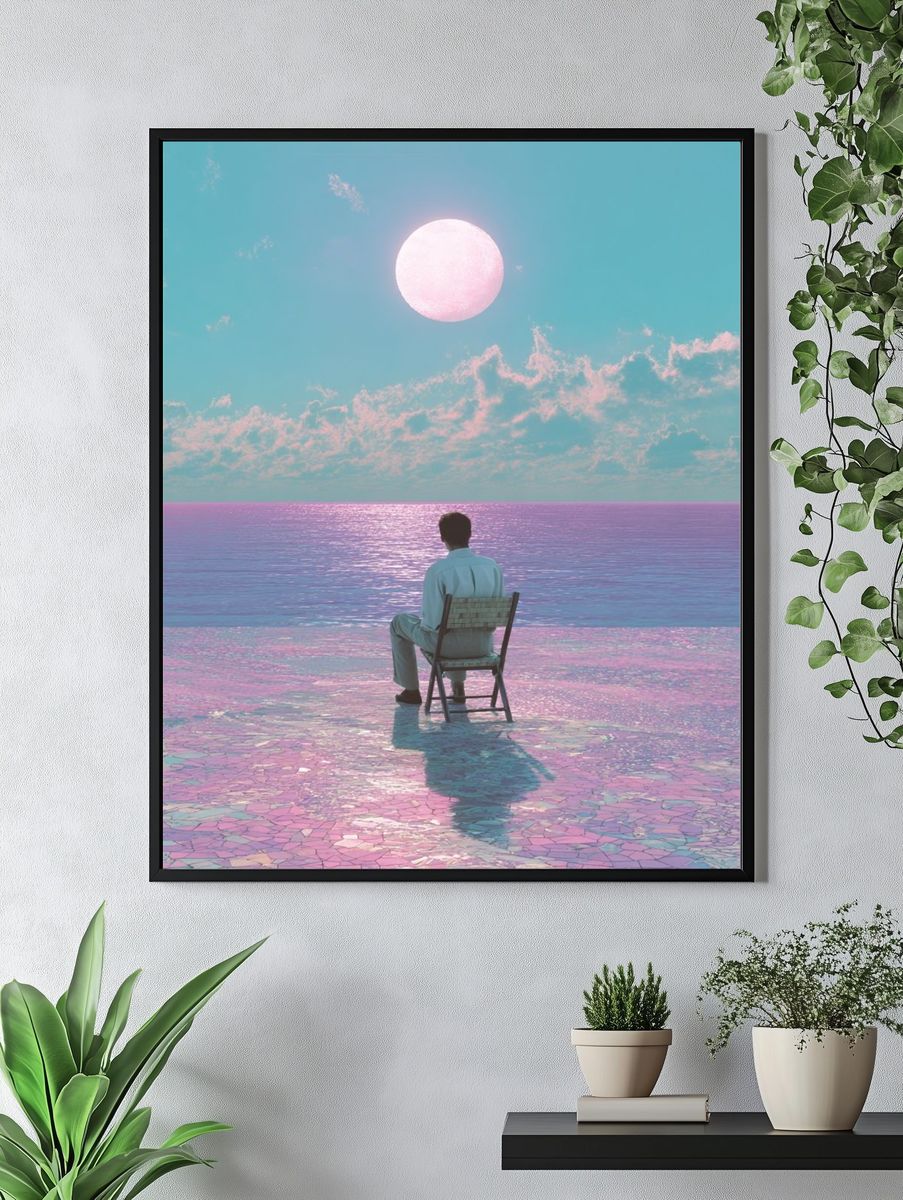 Contemplative Ocean Sunset — Fine Art Print. — room view 4