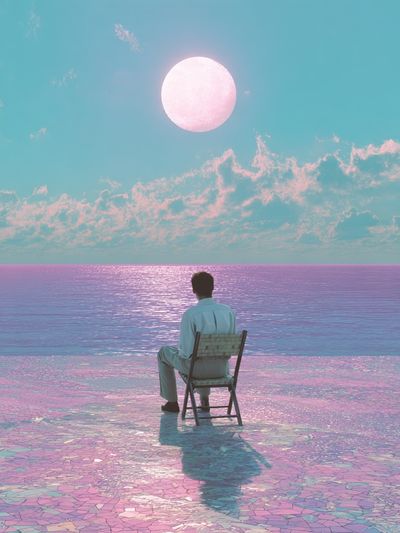 Contemplative Ocean Sunset — Fine Art Print. poster