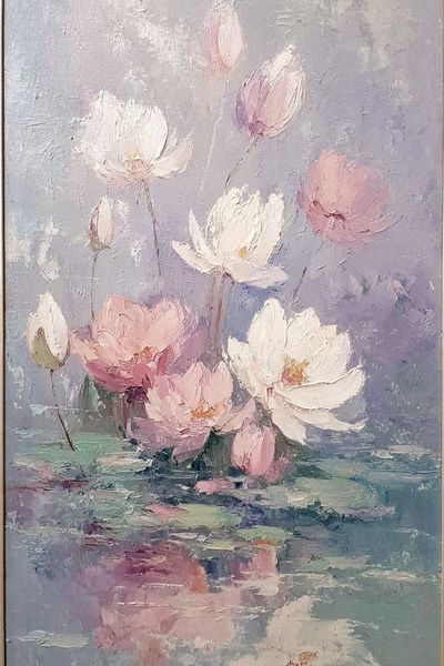 Pastel Lotus Blooms Fine-Art Poster.