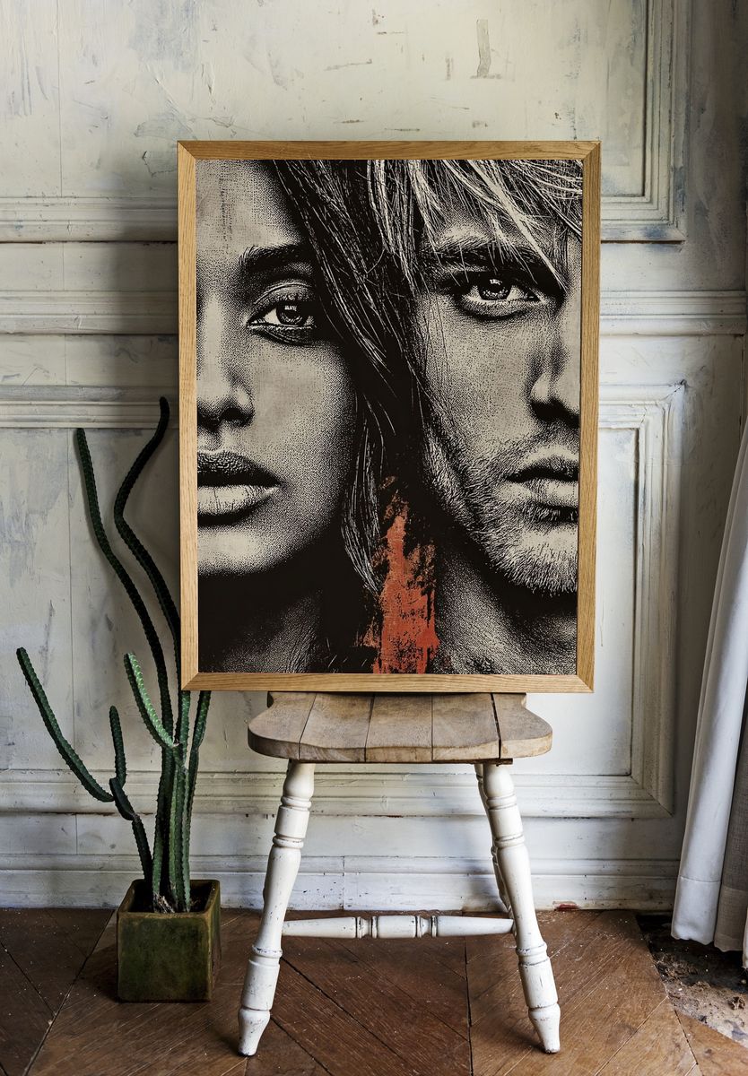 Dual Portrait Pop-Art Poster. — room view 1