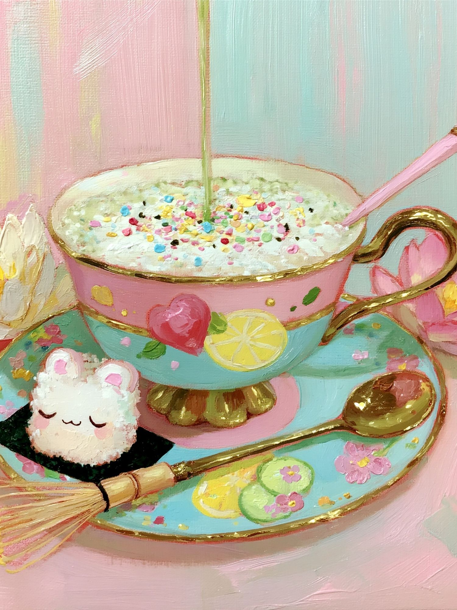 Pastel Tea Cup Still Life Poster. poster — fine-art art