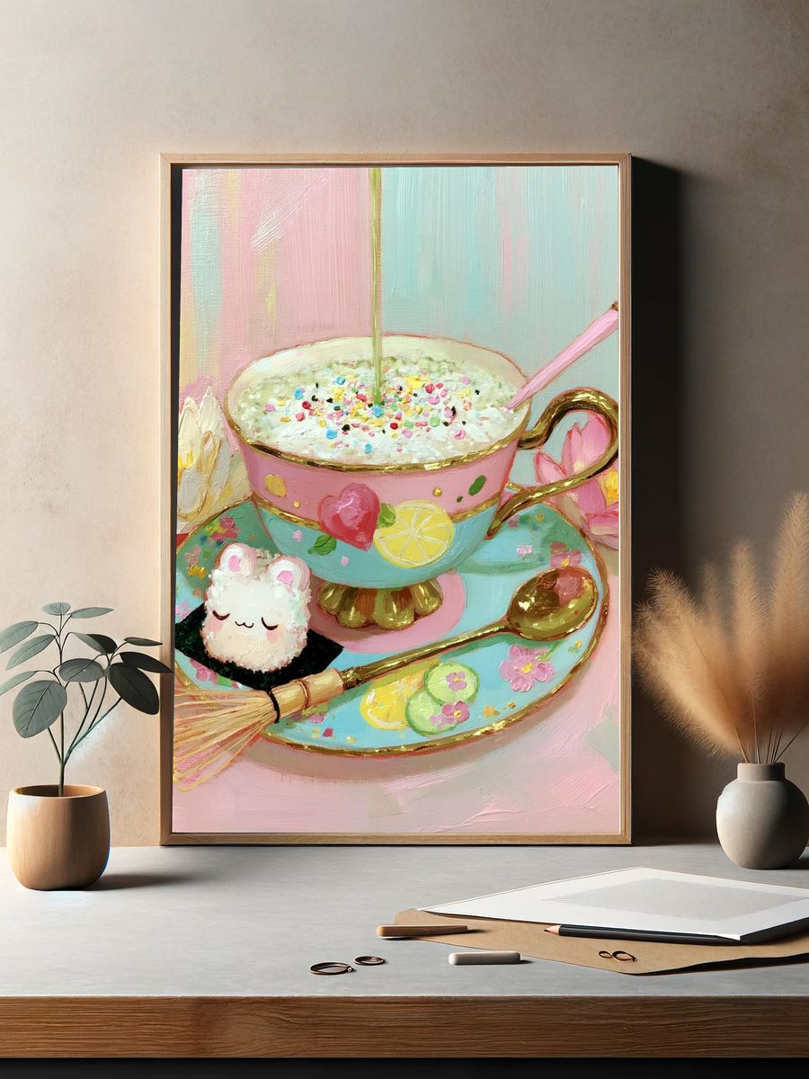 Pastel Tea Cup Still Life Poster. — room view 2