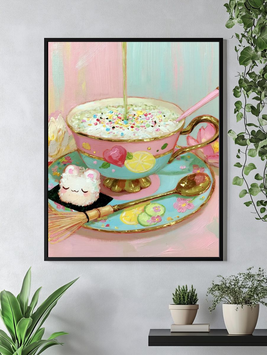 Pastel Tea Cup Still Life Poster. — room view 4