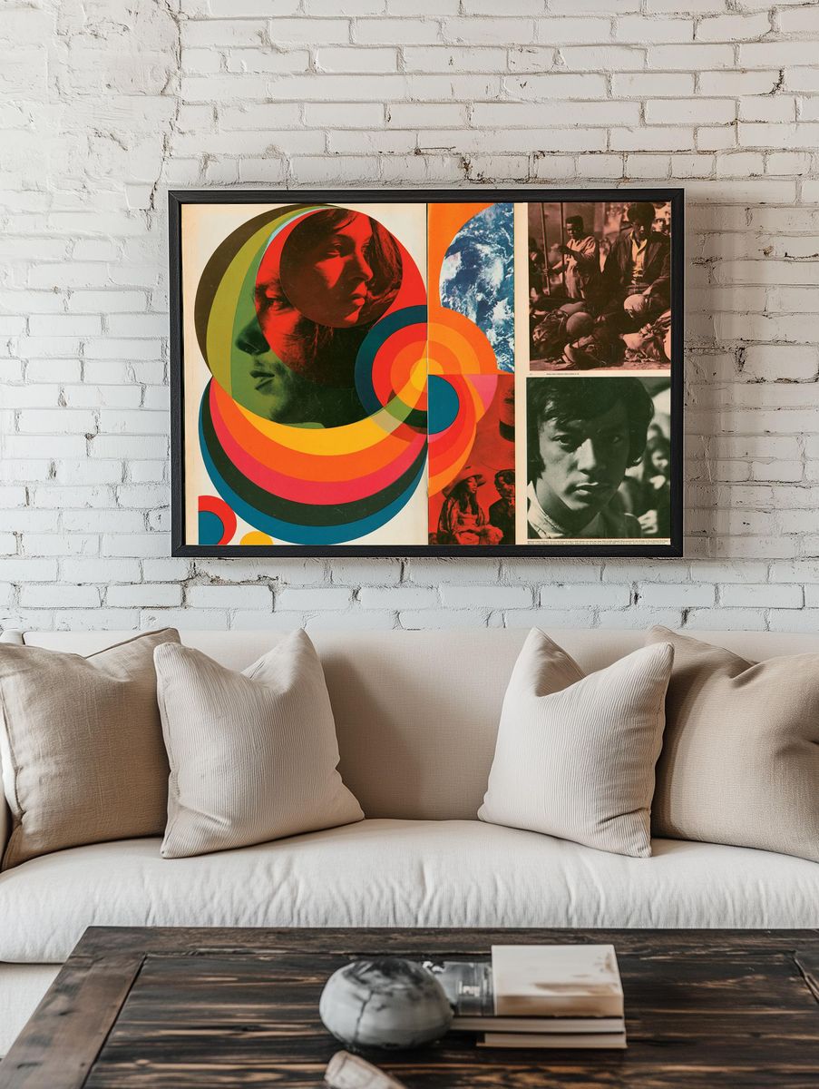 Psychedelic Portrait Collage Poster. — room view 1