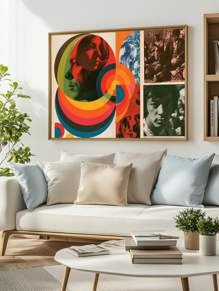 Psychedelic Portrait Collage Poster. — room view 2