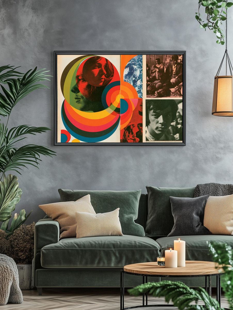 Psychedelic Portrait Collage Poster. — room view 4