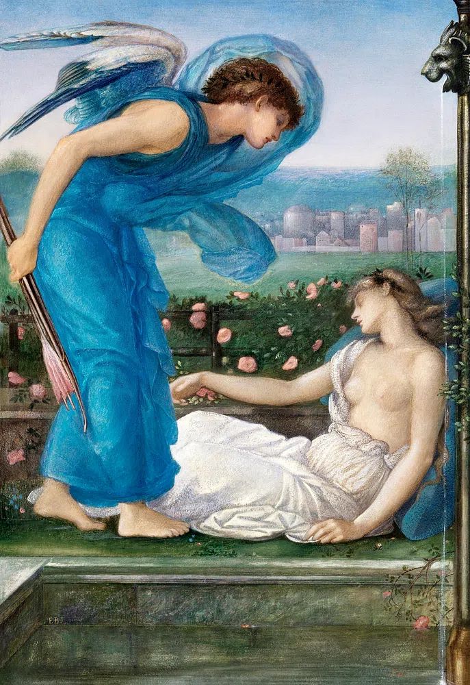 Cupid Psyche (ca. 1870) painting. poster detail