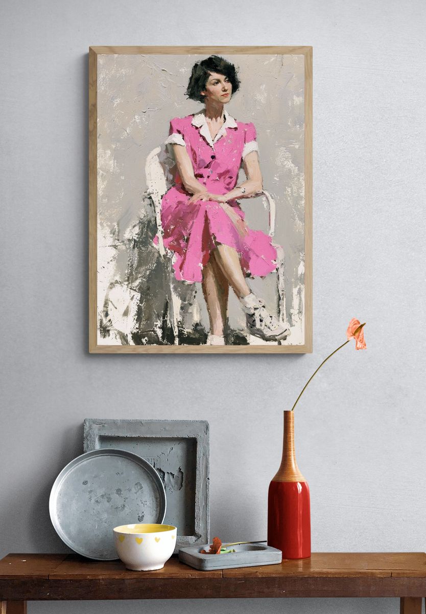 Pink Dress Portrait Fine-Art Print. — room view 3