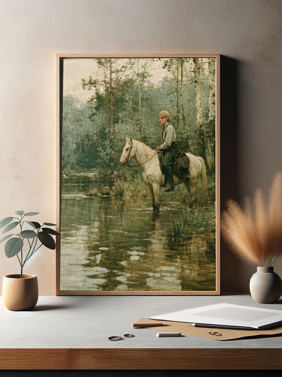 Horseman in the Forest — Fine-Art Print. — room view 2