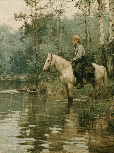 Horseman in the Forest — Fine-Art Print.