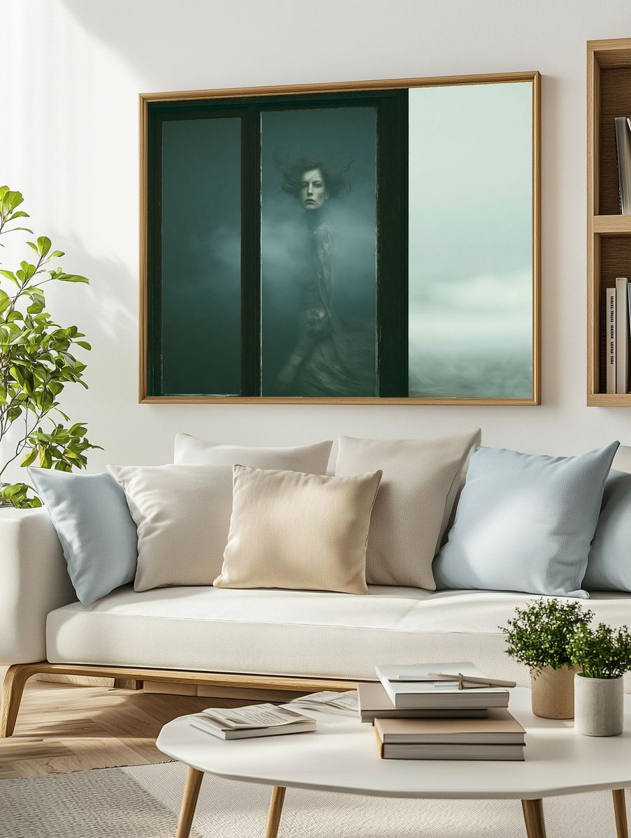Misty Portrait in Window — Fine-Art Print. — room view 2