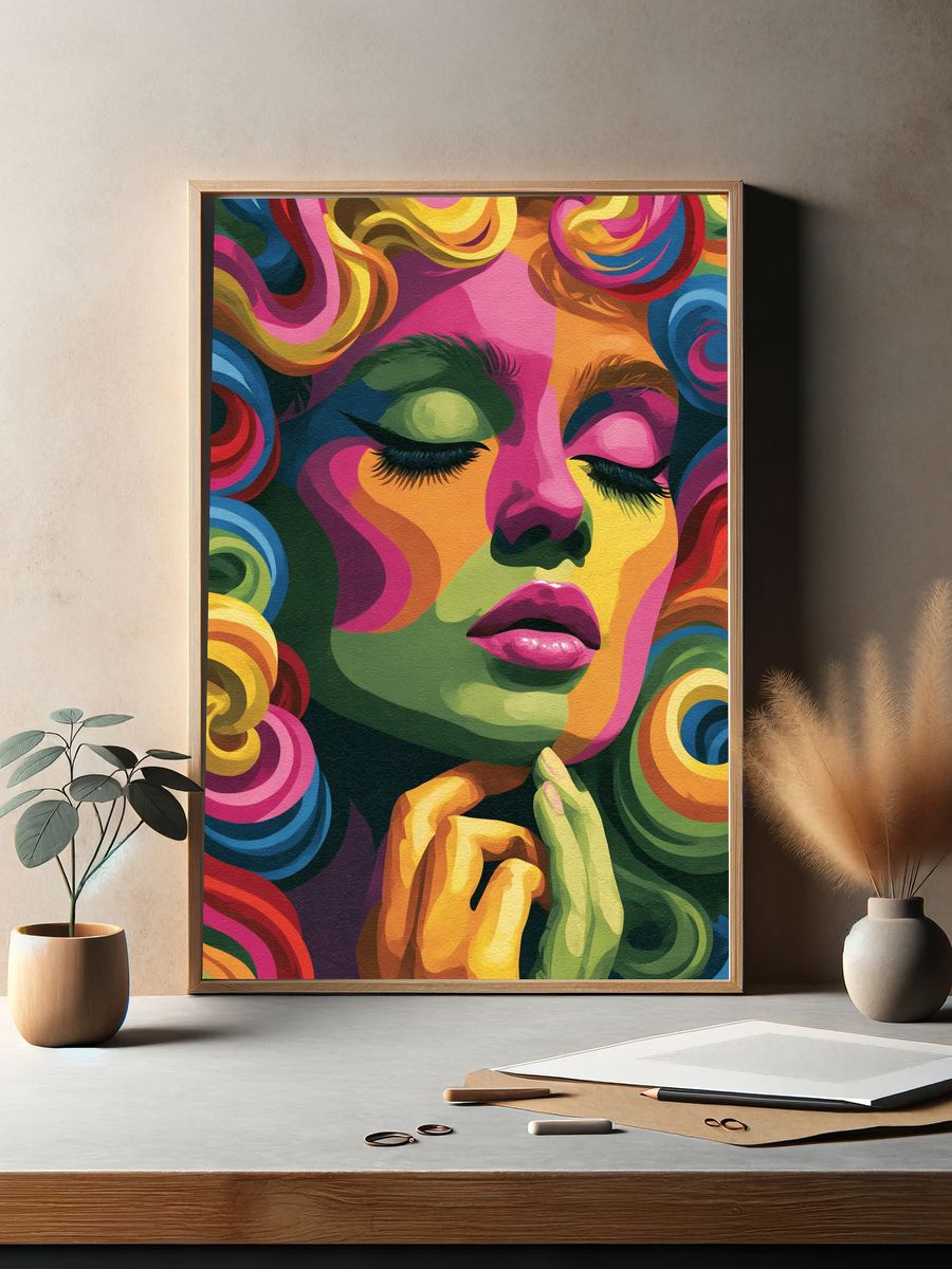 Colorful Pop Art Portrait Poster. — room view 2
