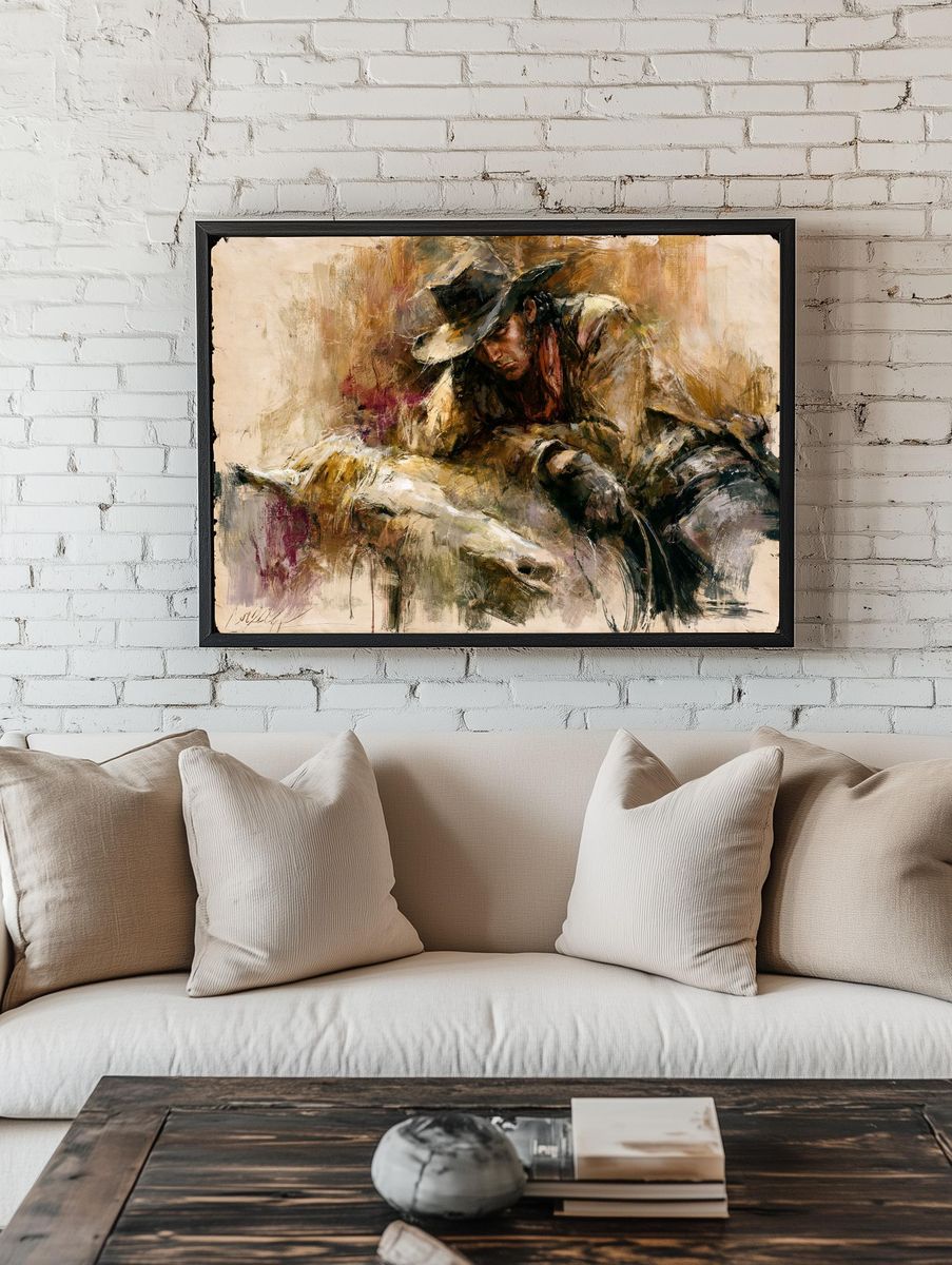Cowboy Portrait Fine-Art Poster. room preview