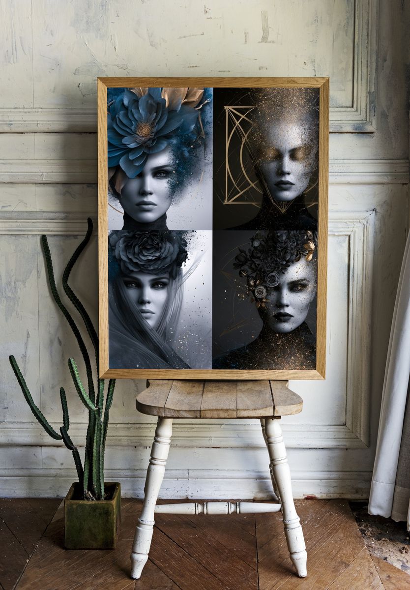Surreal Floral Portraits Fine-Art Poster. — room view 1
