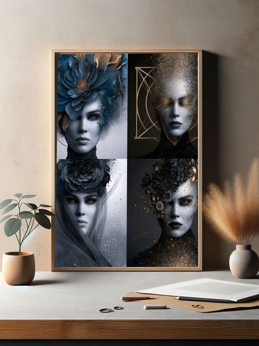 Surreal Floral Portraits Fine-Art Poster. — room view 2