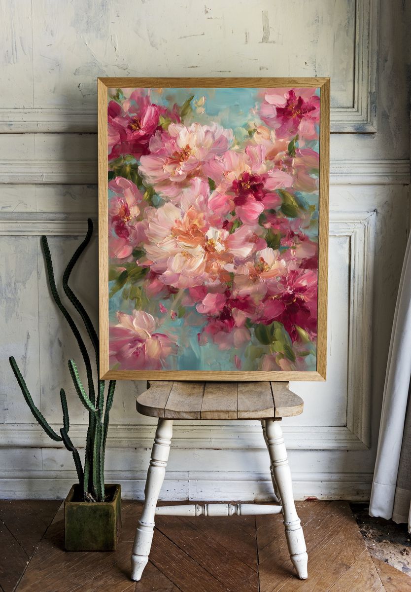 Blooming Peonies — Fine Art Print. — room view 1