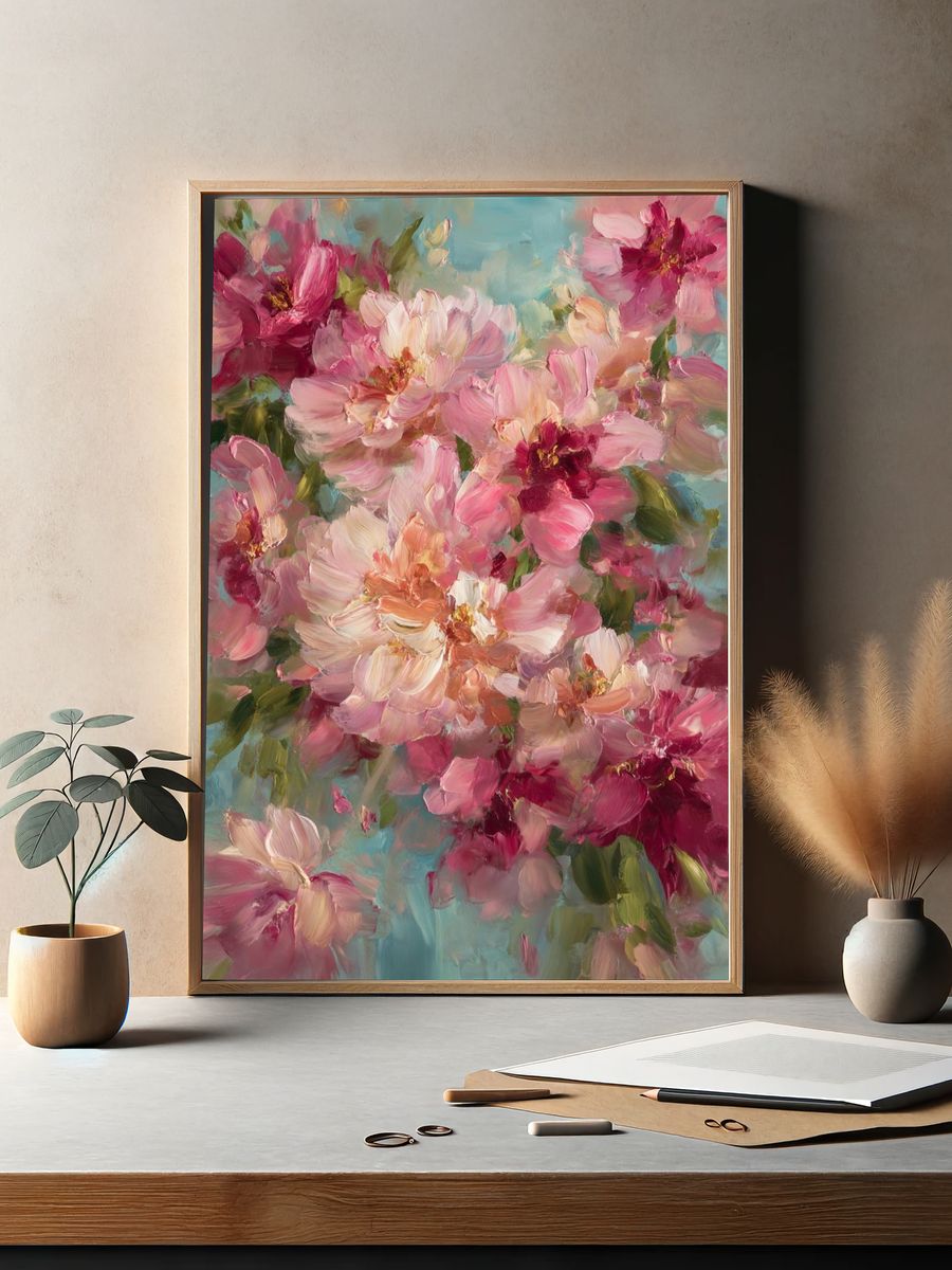 Blooming Peonies — Fine Art Print. — room view 2