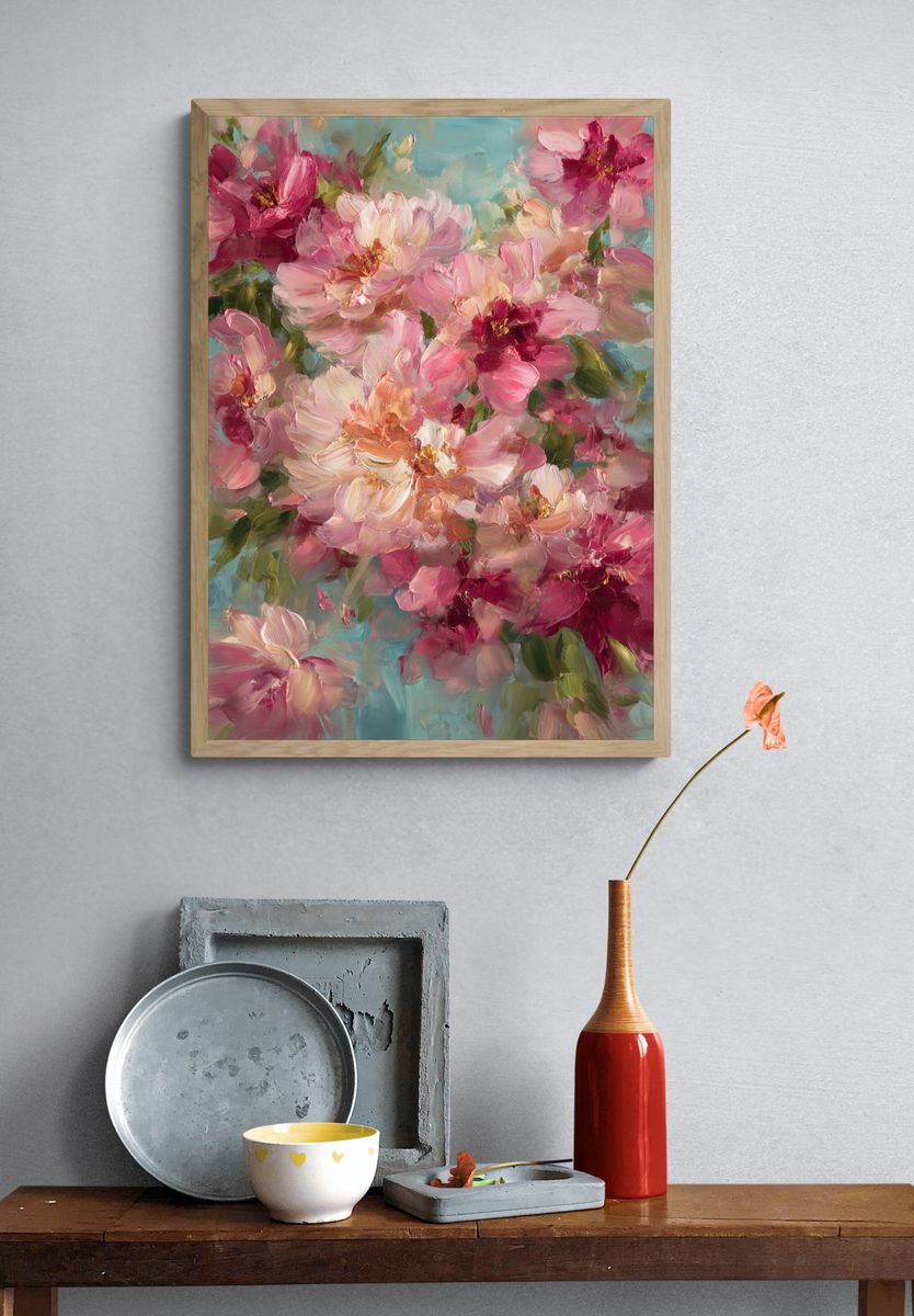 Blooming Peonies — Fine Art Print. — room view 3