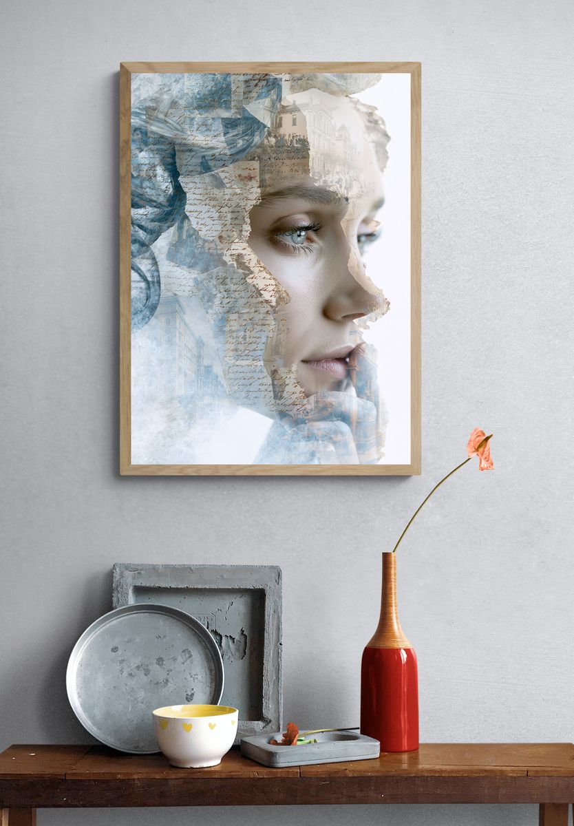 Dreamy Collage Portrait Print. — room view 3
